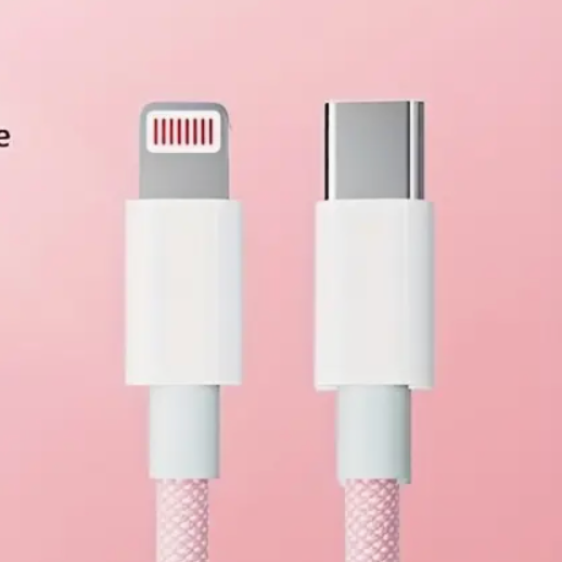 Pink Lightning to USB-C 1.5m braided cable